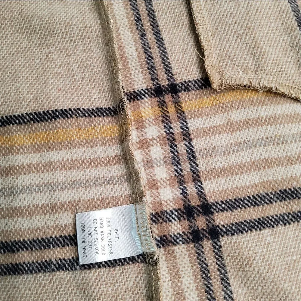 FORE Plaid Fringe Long Line Jacket Size S
